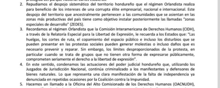 Comunicado de la Coalición contra la Impunidad: ¡CESE LA REPRESION, REGIMEN ORLANDISTA!